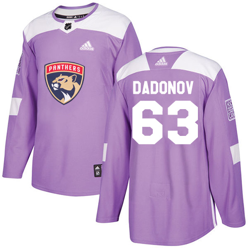 Adidas Panthers #63 Evgenii Dadonov Purple Authentic Fights Cancer Stitched Youth NHL Jersey